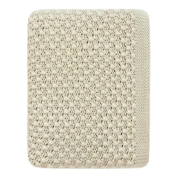 Natural Cotton Knit Throw