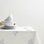 Nordic Blue Charm Embroidered Tablecloth